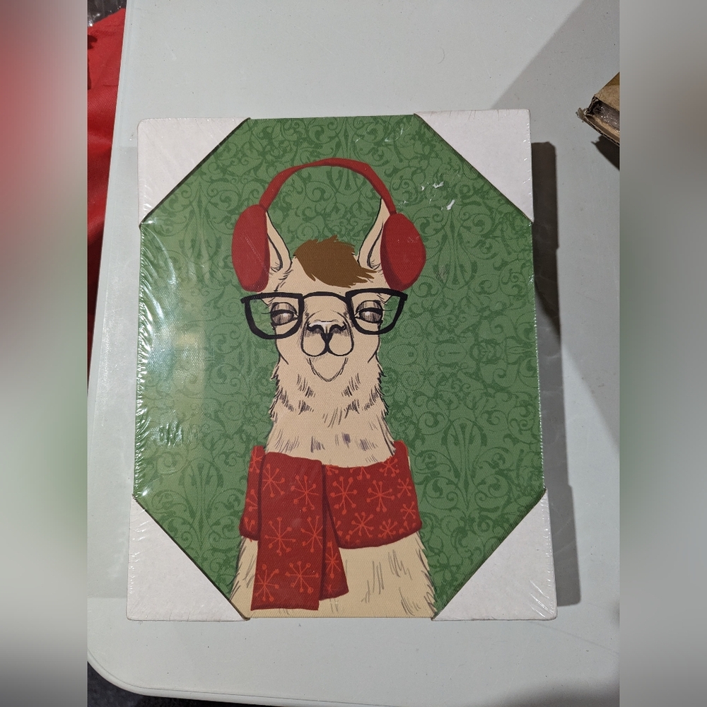 Brand New Llama Art with Red Accessories